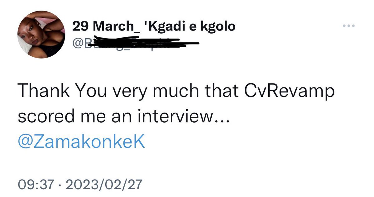 ZamakonkeK's tweet image. Allow Experts to Revamp your cv to Increase your chances of getting Hired!

Cover letter costs R50📝❤ 
CV (Prices From R80)📝❤

Whatsapp link:📲(wa.me/message/6YW6TB…) or 078 848 6818 

Dj Maphorisa Thuli Hillbrow

[TESTIMONIES, VIEW THE THREAD]