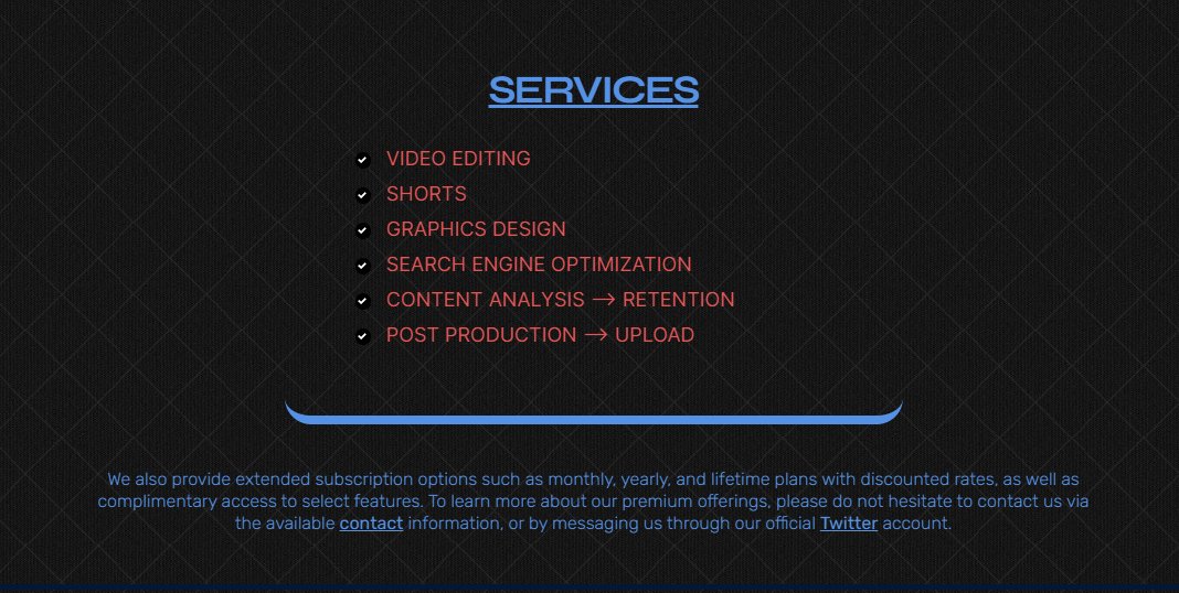fearedstudio's tweet image. As a post-production agency, we specialize in assisting content creators, brands, and teams to elevate their online presence. Our aim is to help grow, monetize, and establish social media as a viable career path. Let's work together to take your digital presence to new levels!