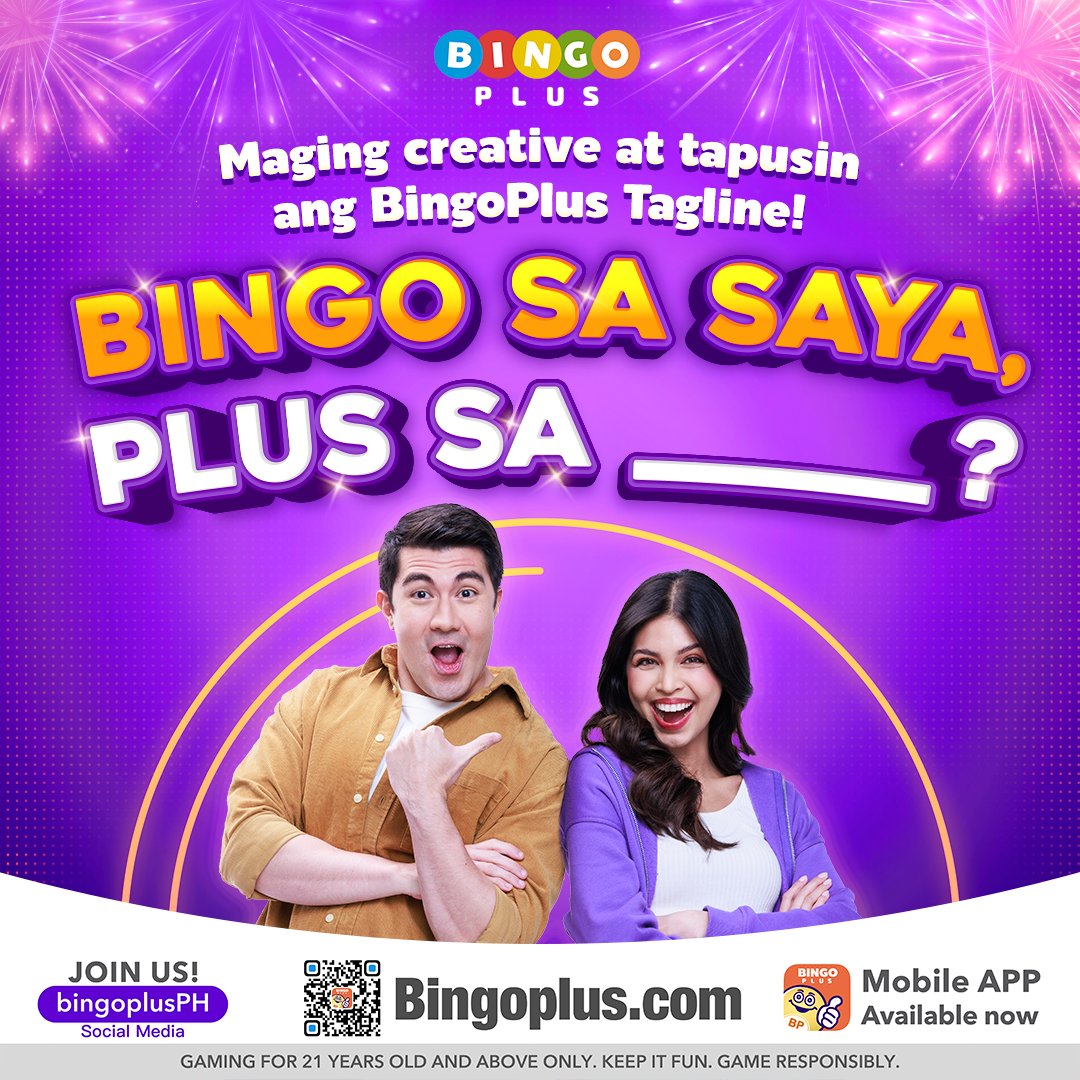 Bingoplusph's tweet photo. Bukod sa PANALO, ano ang best word na pwedeng idugtong sa tagline ng #BingoPlus? 💜📷

I-COMMENT and inyong sagot kasama ang inyong GCash Name and Number. Para hindi na tayo mahirapan maghagilap ng tao noh? 😅😂

#BingoSaSayaPlusSa____ #giveaways https://t.co/WIE5C4ja4j