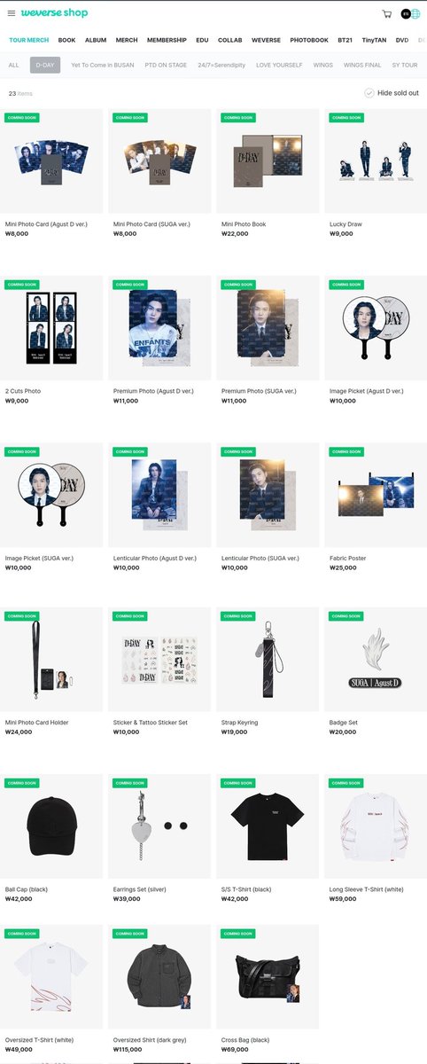 BTSMerchUpdates's tweet photo. SUGA | Agust D TOUR 'D-DAY' Official Merch coming to Weverse Shop and Japan Official Shop

- ARMY MEMBERSHIP order May 9, 11am to May 15, 6pm KST
- Limit 5 mini photocards and limit 2 per option
- Next day shipping. Not a pre-order https://t.co/LC5sqy4pxW