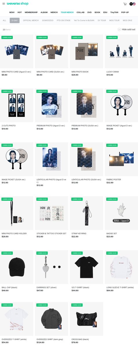 Suga | Agust D D-DAY Tour official merch available now on Weverse
