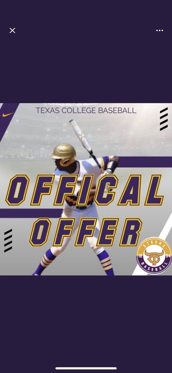 Extremely blessed to say I have received my first baseball offer from Texas College. @Coach_ZBass @steersbaseball_ #weflytogether