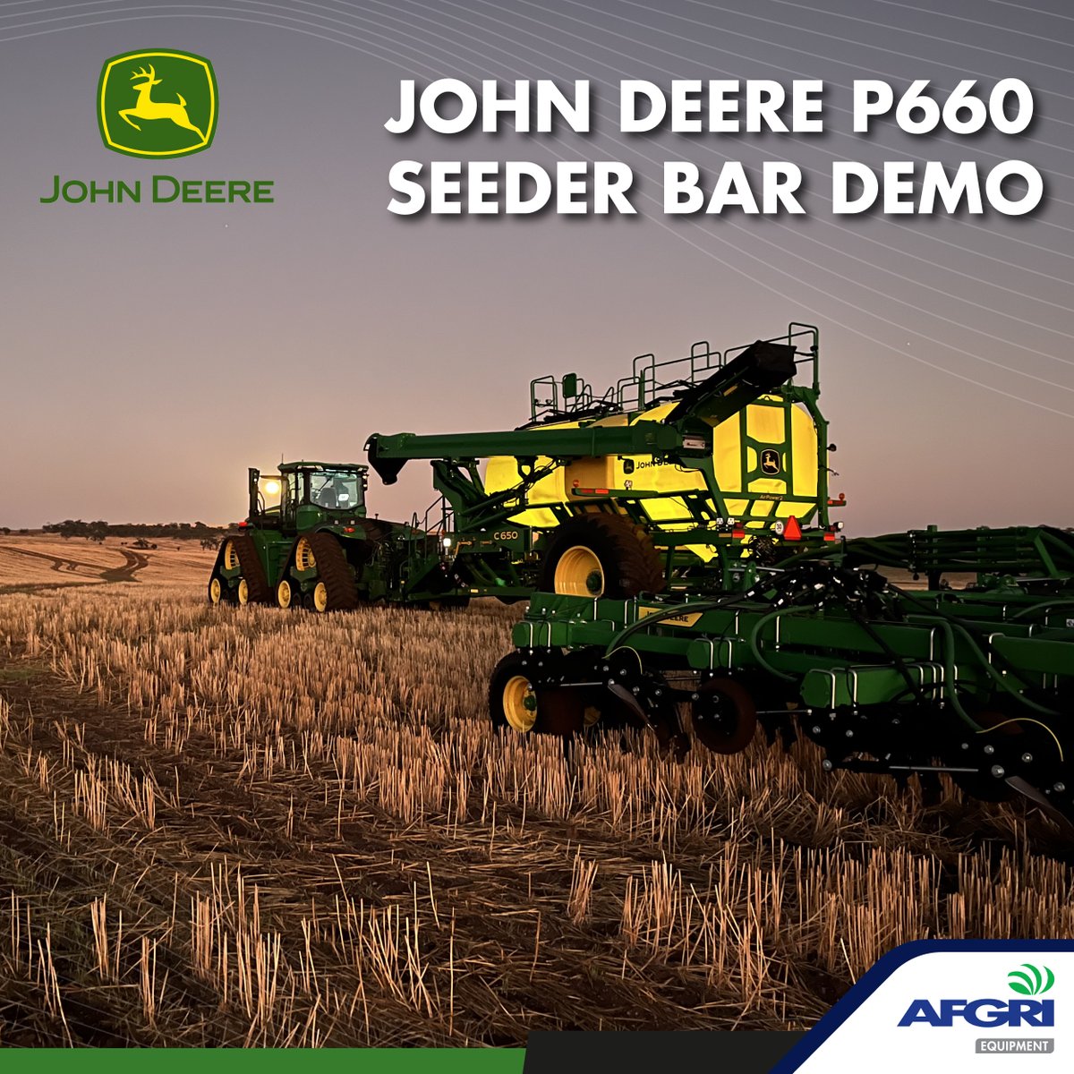 AFGRI Equipment Australia (@afgriau) on Twitter photo 📣 Seeder Demo
You are invited to see the new <a href="/JohnDeereAUNZ/">John Deere (AU, NZ)</a> P660 in action this Wednesday and Thursday. Reach out to Matt from our Merredin Branch on 0427 044 927.
Located at FC Delacy & Songs Farm on Nungarin-Wyalkatchem Road, Kwelkan.
(-31.1580937,118.0412497)
#AFGRI 📣 Seeder Demo
You are invited to see the new <a href="/JohnDeereAUNZ/">John Deere (AU, NZ)</a> P660 in action this Wednesday and Thursday. Reach out to Matt from our Merredin Branch on 0427 044 927.
Located at FC Delacy & Songs Farm on Nungarin-Wyalkatchem Road, Kwelkan.
(-31.1580937,118.0412497)
#AFGRI