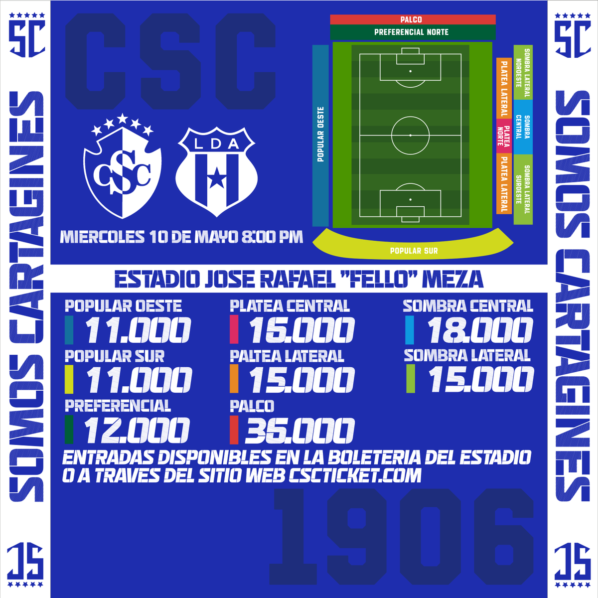 SomosCartagines's tweet photo. #ProximoPartido
El Club Sport Cartaginés comienza la semifinal jugando en casa.
VS Liga Deportiva Alajuelense
📅 Miércoles 10 de Mayo
⏱️ 8:00 PM
🏟️ Estadio Jose Rafael "Fello" Meza
📺 FUTV
📱 TDMAX
¡ALENTEMOS COMO NUNCA!
#CSCLDA #1CSC #VamosCartagines https://t.co/biI69QrSXD