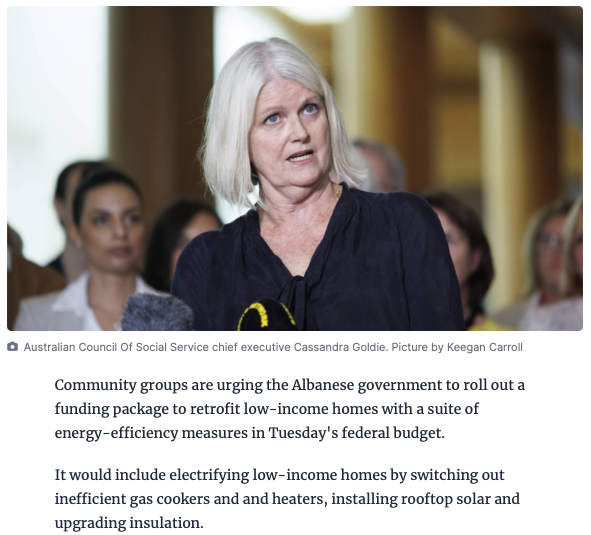 We're proud to stand with more than 90 Australian organisations to call for action on retrofits for 🇦🇺 homes. Energy efficiency and electrification have huge benefits, particularly for low income households. The case for change has never been stronger. canberratimes.com.au/story/8184171/…