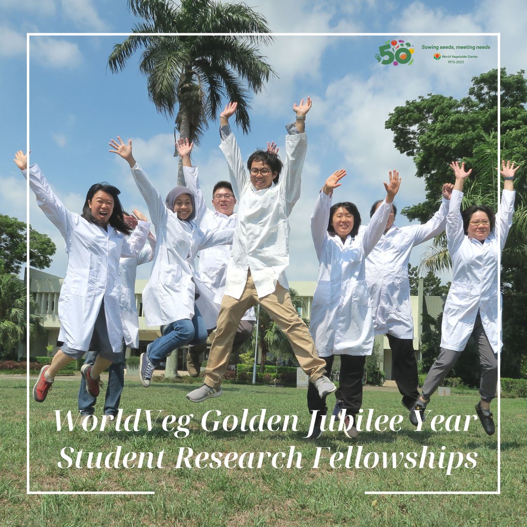 WorldVeg is pleased to launch a 𝘀𝘁𝘂𝗱𝗲𝗻𝘁 𝗿𝗲𝘀𝗲𝗮𝗿𝗰𝗵 𝗳𝗲𝗹𝗹𝗼𝘄𝘀𝗵𝗶𝗽 program of its Golden Jubilee Year. MSc & PhD students worldwide are invited to conduct part of their degree programs at WorldVeg’s HQ in Taiwan. Learn more: avrdc.org/golden-jubilee…