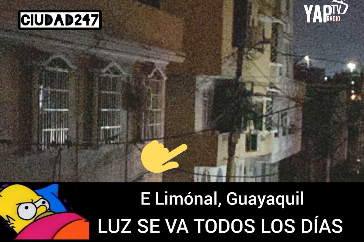 YapTvEcuador1's tweet photo. Al norte de #Guayaquil sector #ElLimonal se reporta el corte del servicio eléctrico cada noche, por 3 días, lo que genera inseguridad.
Ciudadanos claman cambio de transformador a @CNEL_EP
para solucionar problema que les daña artefactos familiares en mz. 2388 https://t.co/p8g7d2IDom