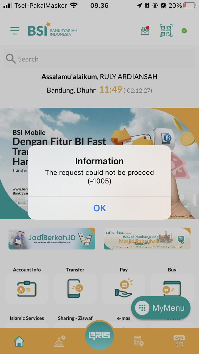 rulyardiansyah's tweet photo. Halo @bankbsi_id mobile bankingnya sedang bermasalahkah? Atau saya doang? Stuck di splash screen, terus muncul alert kayak di bawah. Ujung2nya forced close, ga bisa masuk. Tolong responsenya. Makasih https://t.co/ukzOr3vnwI