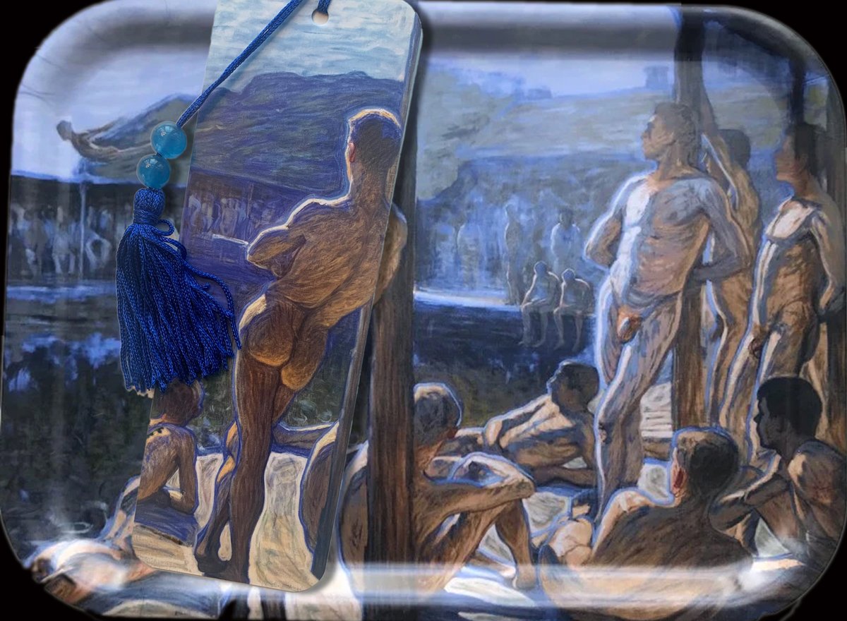 It's a rich irony that Stockholm's Thielska Gallery which hid away Eugène Jansson's homoerotic Naval Bathhouse canvas for decades, now celebrates it with a tray and bookmark. If only other gallery giftshops celebrated the erotic! A thread...  1 / 4