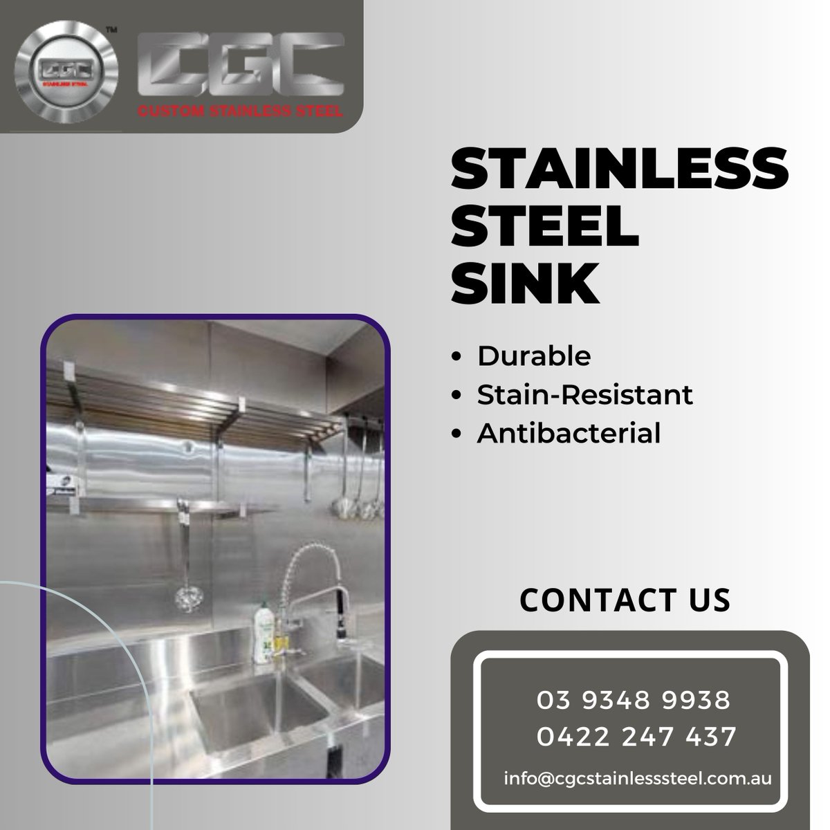 CgcStainless's tweet photo. Need a sink for commercial or industrial purposes. CGC Stainless Steel Fabrication is a Melbourne-based company specialising in top-of-the-line stainless steel sink manufacturing and installation. We only use the highest quality materials.
#sink #kitchensink #stainlesssink https://t.co/Y4f1UtSSGY