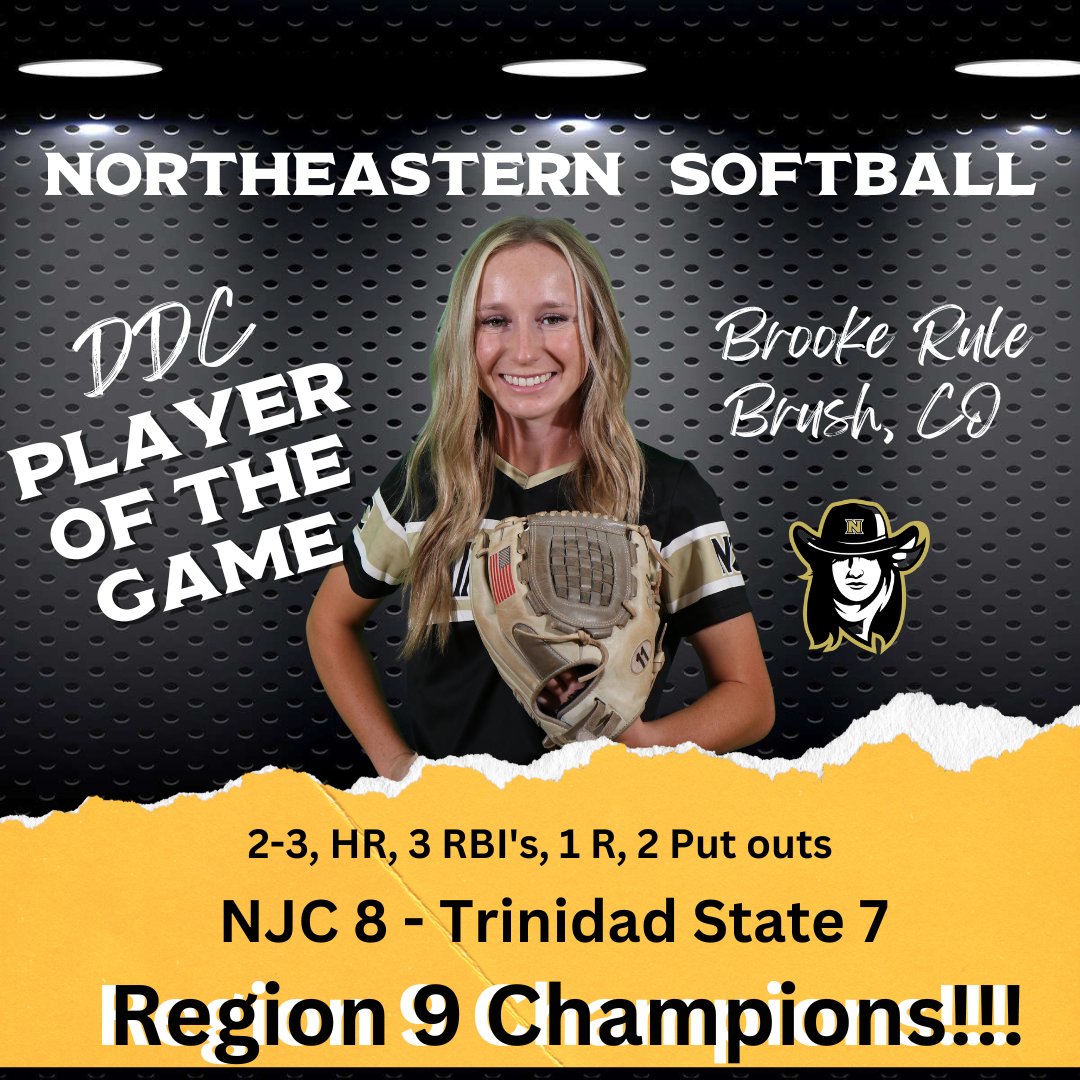 NJC_Athletics's tweet photo. Brooke Rule is the DDC Player of the Game in the Region 9 Championship Game! #builtbynortheastern https://t.co/CV2n8KU7VI