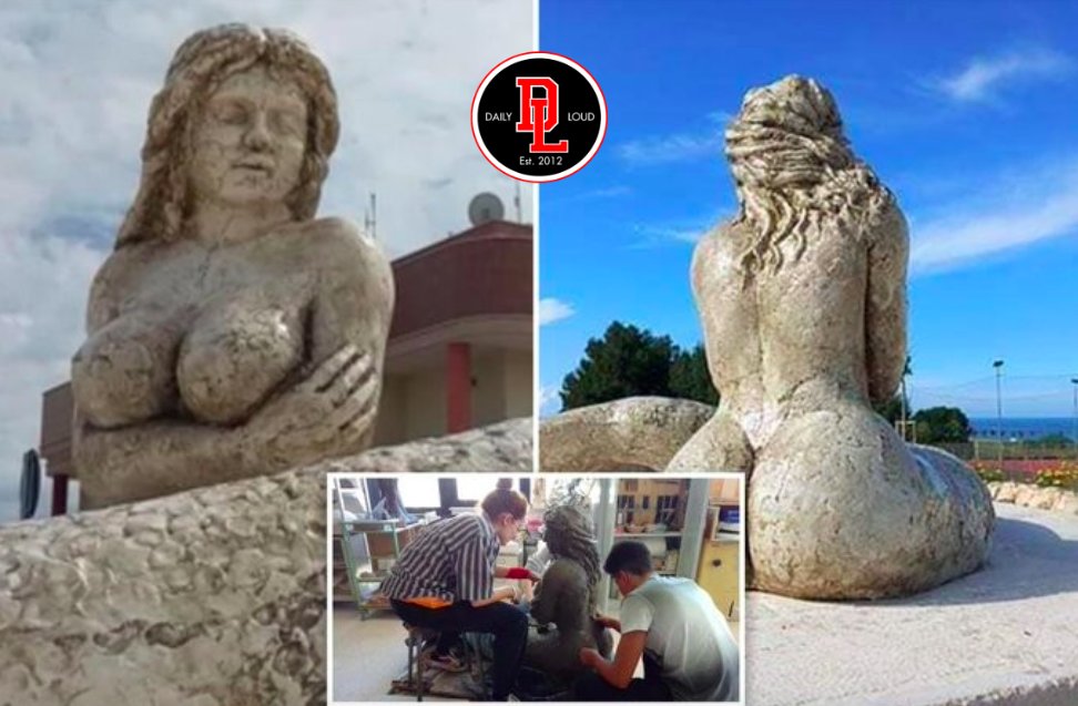 DailyLoud's tweet image. Internet divided over curvy mermaid statue in Italy