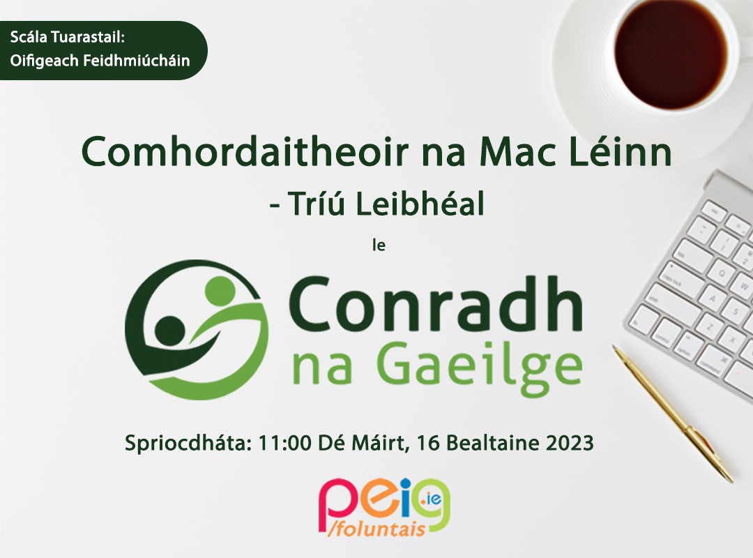 Tar ag obair linn! Tá Conradh na Gaeilge ag earcú Comhordaitheoir Tríú Leibhéal.

📆 Spriocdháta: 16 Bealtaine 2023  
Tuilleadh eolais: bit.ly/CMLTL23