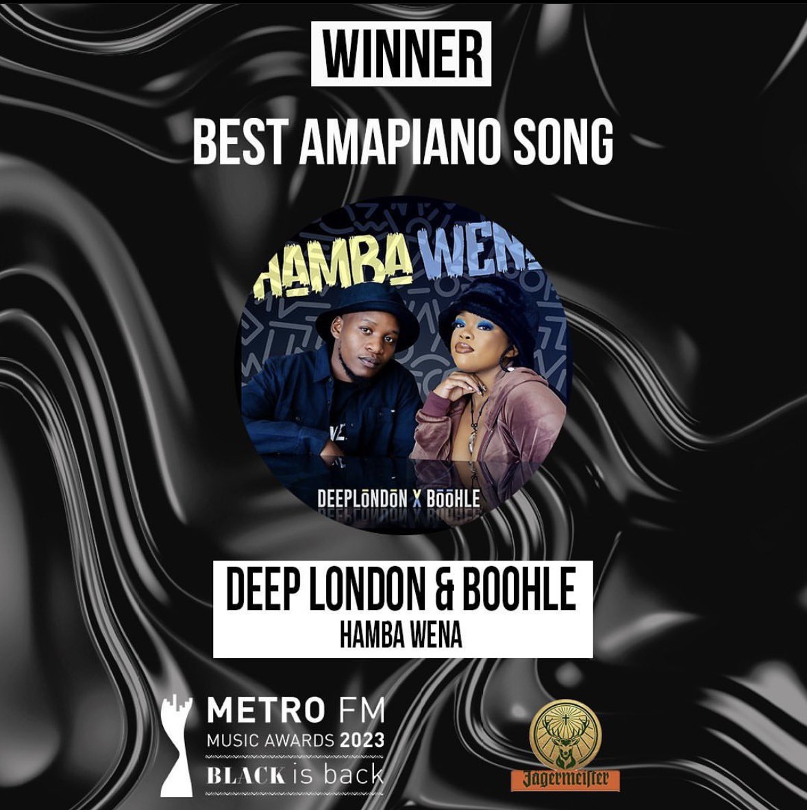 Congratulations to @BoohleSA , @DeepLondonZA for winning #BestAmapianoSong and #BestViralChallenge @METROFMSA awards 2023🔥🔥🔥🔥… @PlayMPE release👌🏽