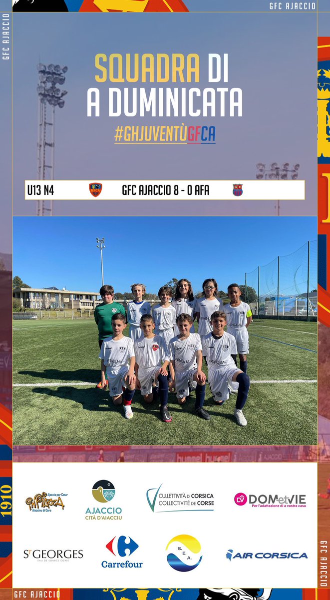 gfc_ajaccio's tweet photo. 𝙍𝙄𝙎𝙐𝙇𝙏𝘼𝙏𝙄 𝘿𝙄 𝘼 𝘿𝙐𝙈𝙄𝙉𝙄𝘾𝘼𝙏𝘼

Eccu, i risultati di a duminicata ! 🔴🔵
Mettimu a l'onore i nostri U13 N4 chi sò stati campioni ! 🔴🔵

Forza Ghjuventù ! 🔴🔵

#Ghjuventù #GFCA #Avvena https://t.co/Z4QDUmUK7K