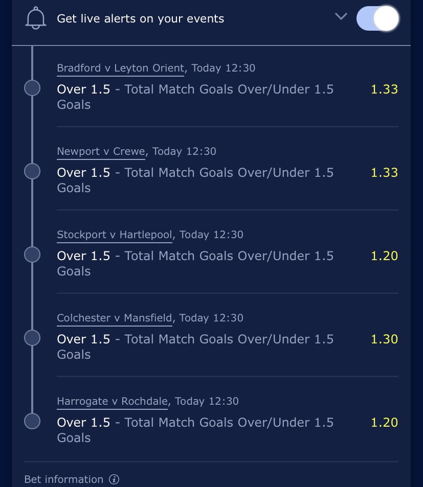 Goals Galore on Twitter "Bet 1 O1.5 Goals 3.54 odds (with Whill boost
