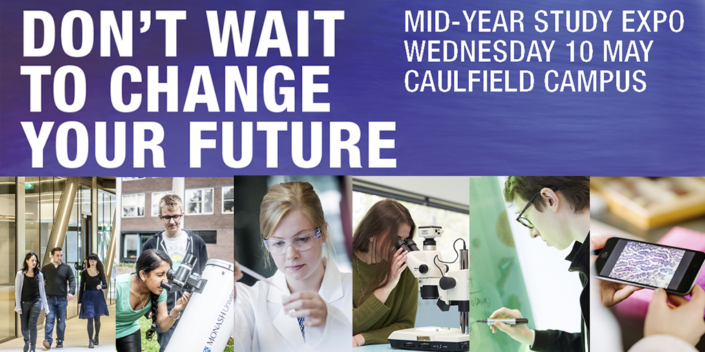 Considering postgraduate studies in Science? 🎓👨‍🔬

Discover our course offerings at the <a href="/MonashUni/">Monash University</a> Mid-Year Study Expo!

Date 📅: Wednesday 10 May
Time ⏰: 4-7PM
Location 📍: Building H, Caulfield Campus

Register here ✍️: bit.ly/3nH3a08