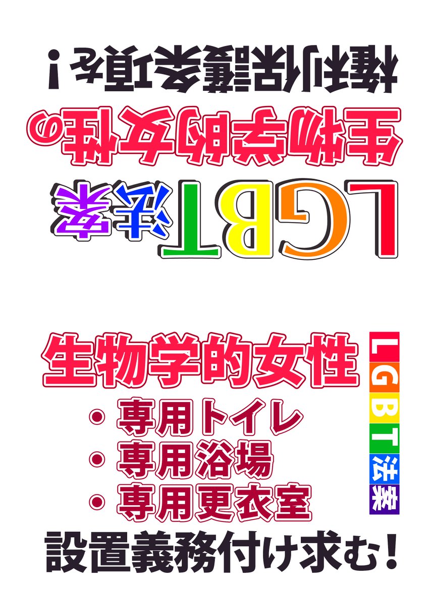長谷川光良 on Twitter "RT fukada_moe LGBT法案、生物学的女子の権利保護を求む小旗はこちらです！印刷して半分