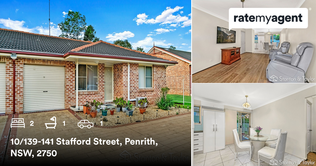🛌 2 🛀 1 🚘 1
📍 10/139-141 Stafford Street, Penrith, NSW, 2750

Our agent’s latest sale on #RateMyAgent

rma.reviews/W9j2AtHsHaIt

...
#ratemyagent #realestate #Stanton_and_Taylor_Real_Estate