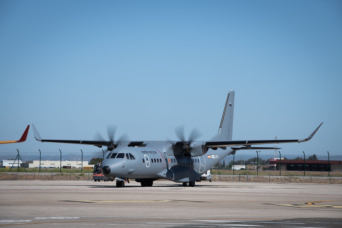 Another major stride towards delivery of the first #C295 for #India 🇮🇳 - a successful maiden flight! With the Indian Air Force soon to be the largest operator of the C295, #Airbus is committed to future-proofing the @IAF_MCC's capabilities. #DefenceMatters