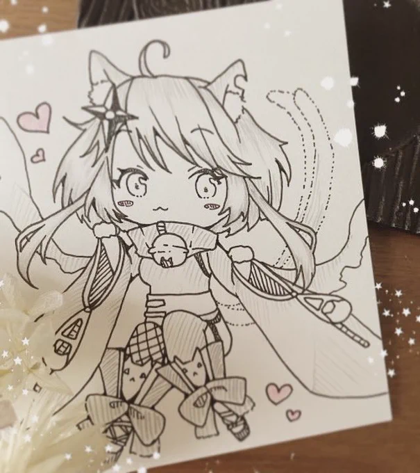 お手紙自慢🐾あやめさんからいただいたお手紙! 夜永、魔女がみる夢の猫ちゃん、楽吉の子吉の3キャラファンアートをあやめさんテイストで描いて下さっていて、もうかわいくてかわいくて…!!何度も眺めています☺️ありがとうございました!