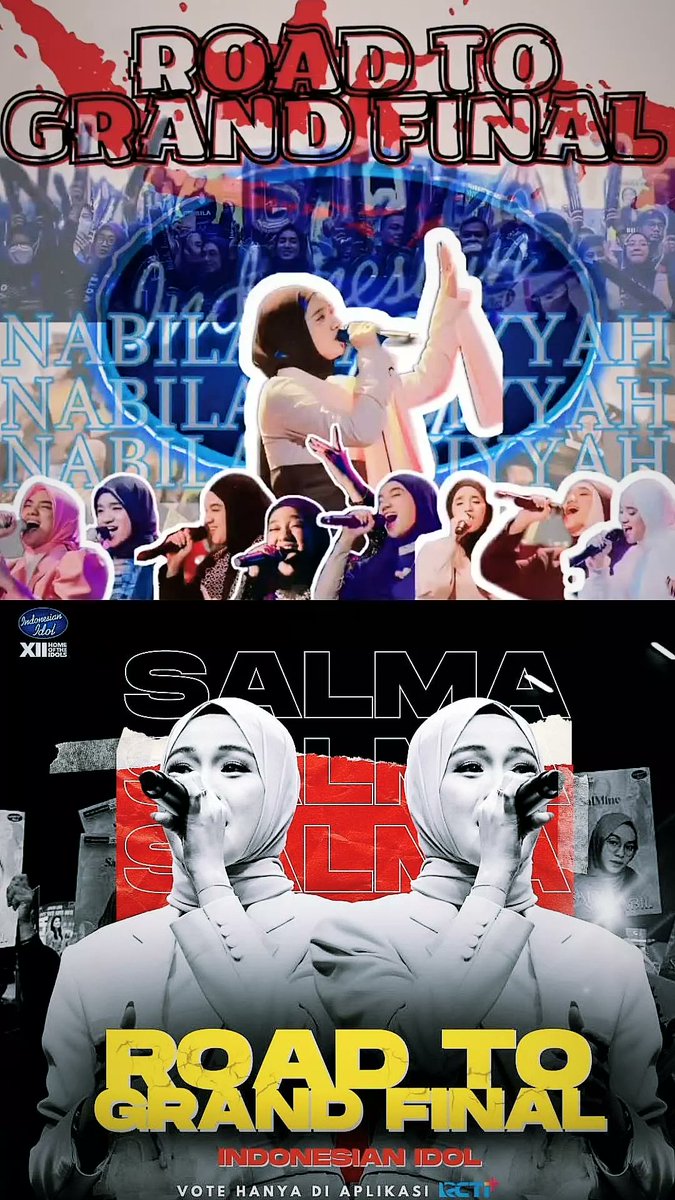 arieszytr_'s tweet photo. Bismillahirrahmanirrahim!!!!!
✨Road To Grand Final Indonesian Idol XII✨
1. Nabila Taqiyyah (Aceh - 17thn)
2. Salma Salsabil (Probolinggo - 21thn)
#roadtograndfinal #nabilataqiyyah #salmasalsabil #indonesianidol #thenablovers #salmine #indonesianidol2023 #love #music https://t.co/r2Funh05UJ