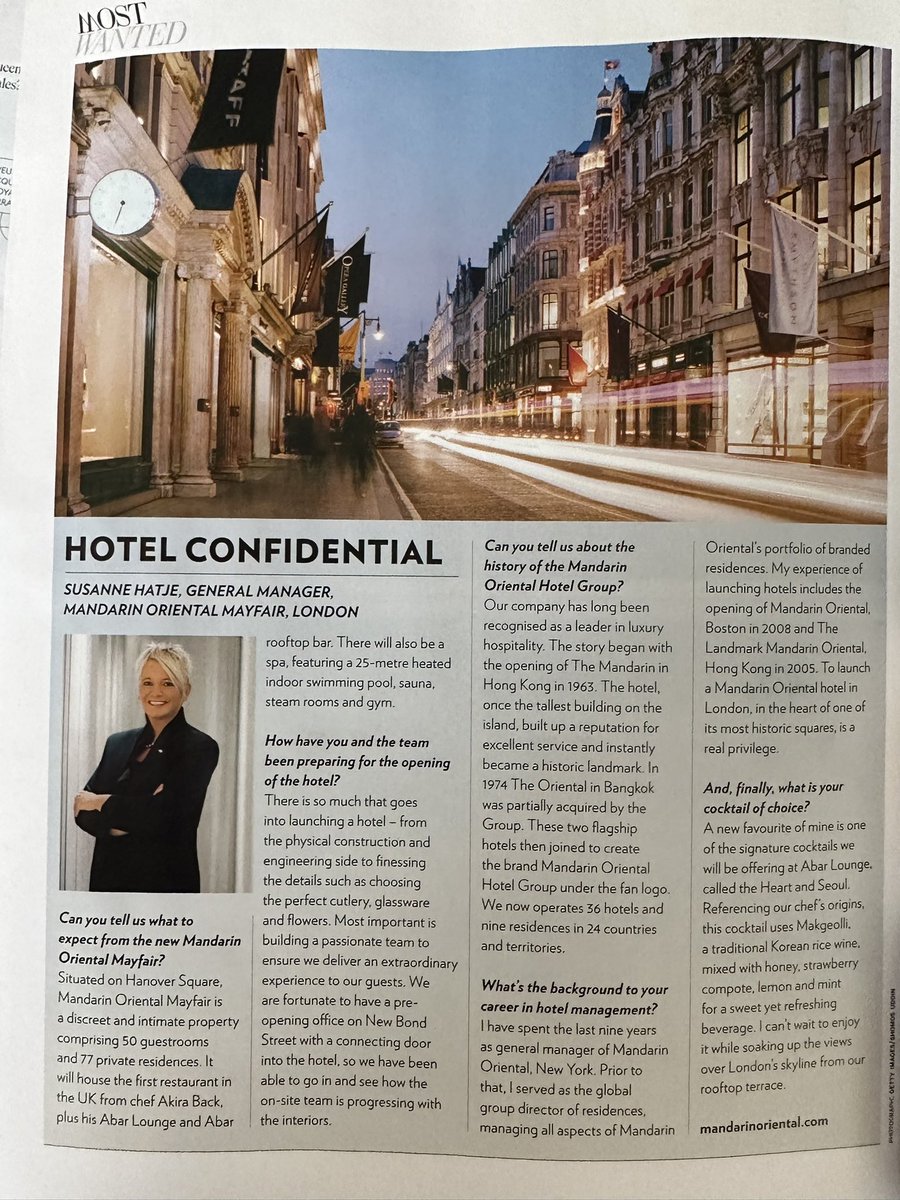 <a href="/suehatje/">Susanne Hatje</a> - walk past the site of <a href="/MO_HOTELS/">Mandarin Oriental</a> #Mayfair each time I go to work. Now even more excited, hearing about Chef <a href="/akiraback/">Akiraback</a> &amp; the #pool. #luxury #brandambassador #banker #travelblogger &amp; #MandarinOriental Elite Fan sifrew.com in #London