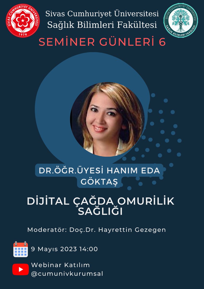 Seminer Günleri Etkinliğimizin 3. webinarı  9 Mayıs 2023 tarihinde saat 14:00'de gerçekleştirilecektir.  
Katılım için: youtube.com/watch?v=iY0J-4…