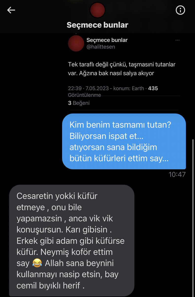 EmniyetSen1's tweet photo. Bakın.! bu piç ve buna benzer yüzlerce köpek soyu attığım twitlerin altına küfürler ediyorlar. Çoğuna cevap dahi vermiyorum ama emniyet mensubu olmayan piçlere ve ağır trol emniyet mensuplarına gereken cevabı veririm. 
Bu hesap bana ait… Adalet ve hukuk çerçevesinde doğru bildiğim her şeyi yazar ve savunurum. 
Ayrıca ikide bir kendi partizanlığını burada bulamayıp da laf atıp takipten çıkmakla tehdit edenler lütfen uzatmadan çıksın. 
Ben HİÇBİRİNİZLE aynı siyasi fikirde değilim ve HİÇBİRİNİZLE aynı partiye, ittifaka ve adaya oy vermeyeceğim.