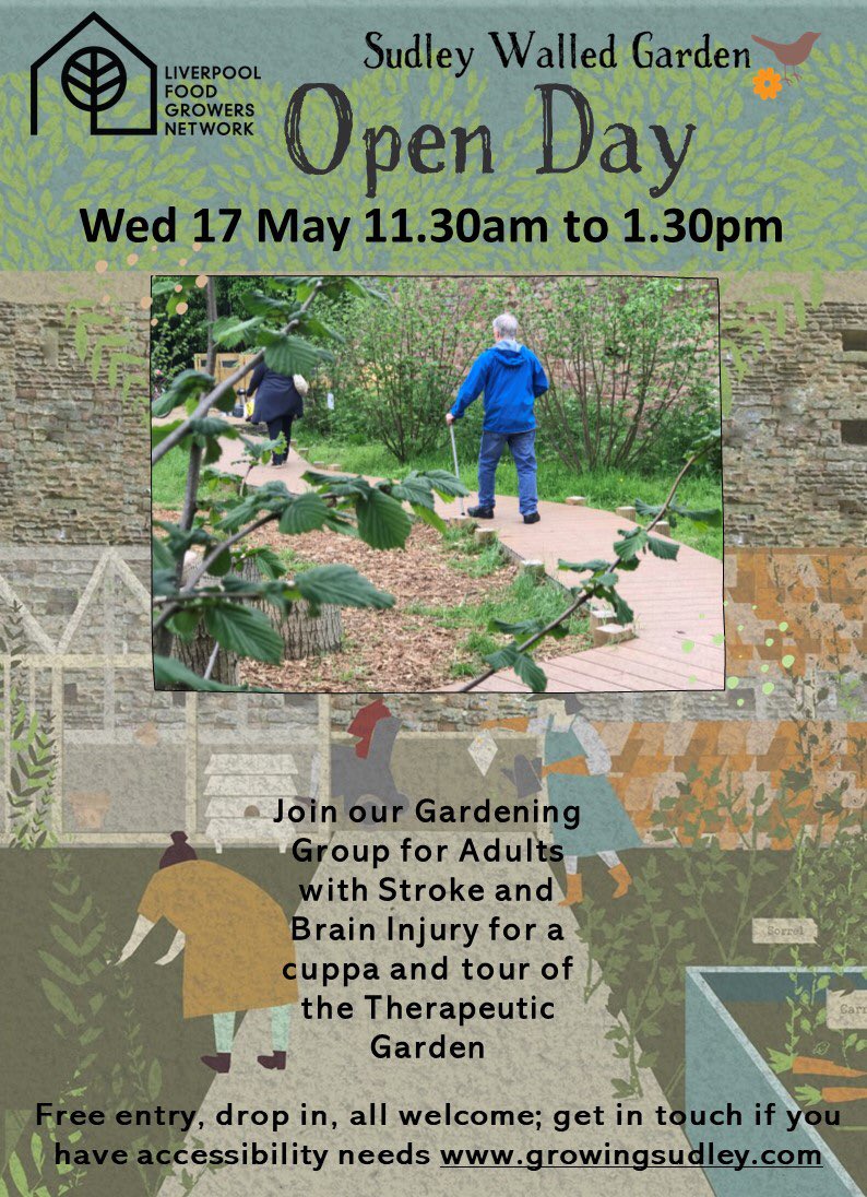 Open Day on Wed 17 May 11.30-1.30 part of the series of Liverpool Food Growers Network events looking at how to run a successful community garden. Drop in, no booking required
 
#therapeutichorticulture #gardeningwithdisabilities #strokesurvivors #braininjurysurvivors