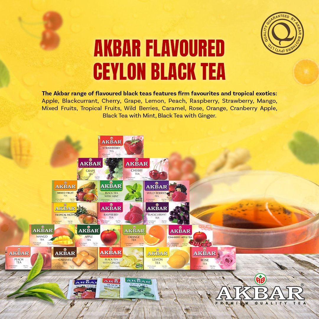 AkbarLtd's tweet photo. Get ready to experience a burst of flavour in every sip with Akbar Flavoured Tea Range! From zesty lemon to sweet caramel, our natural blends of Ceylon Tea will leave you craving for more.
https://t.co/RzV3S2oJG4
#akbartea #tea #ceylontea #pureceylontea #blacktea #teaexporter https://t.co/pbiUILLcUA