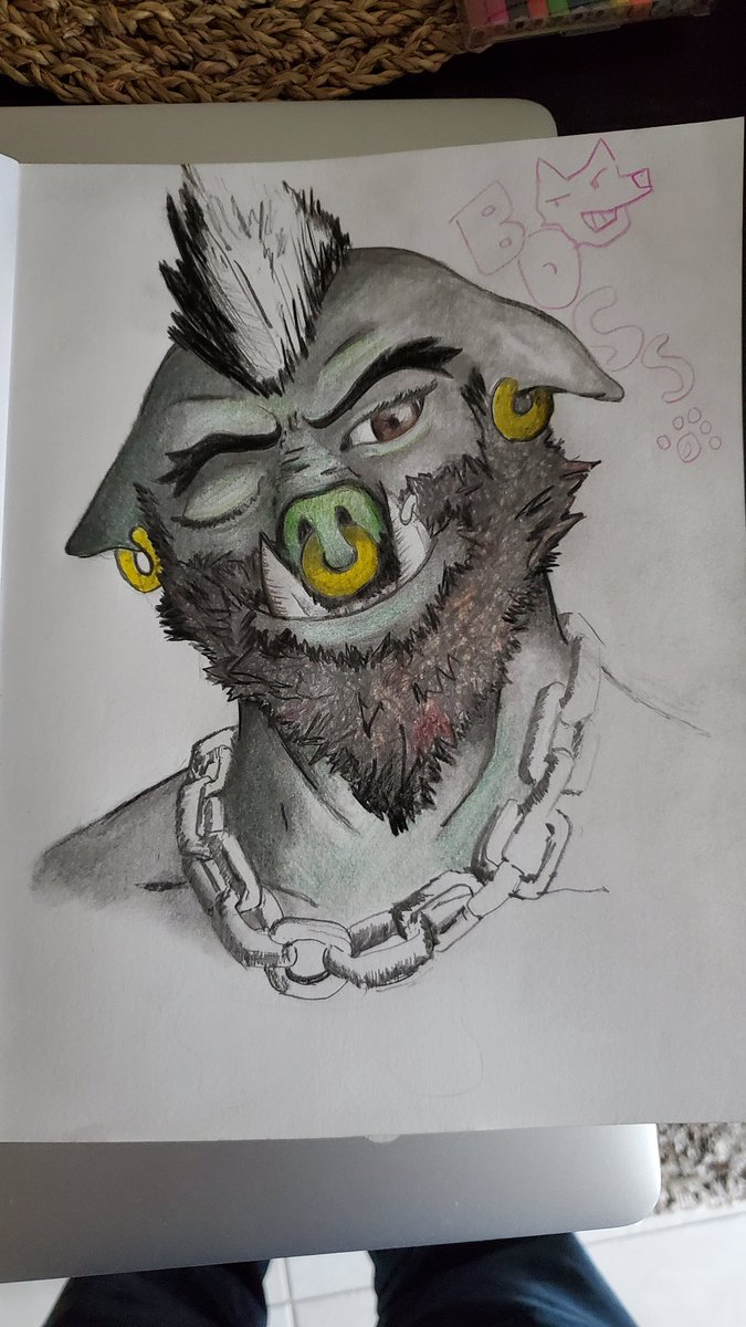 The BF inspired me to start drawing again during a creative session over the weekend so I decided the first page in my new sketchbook should be a fantasy version of him that can continue to inspire me every time I open it (even though it's unfinished) 😆
Love ya <a href="/Organic_structr/">Organic Structure</a>