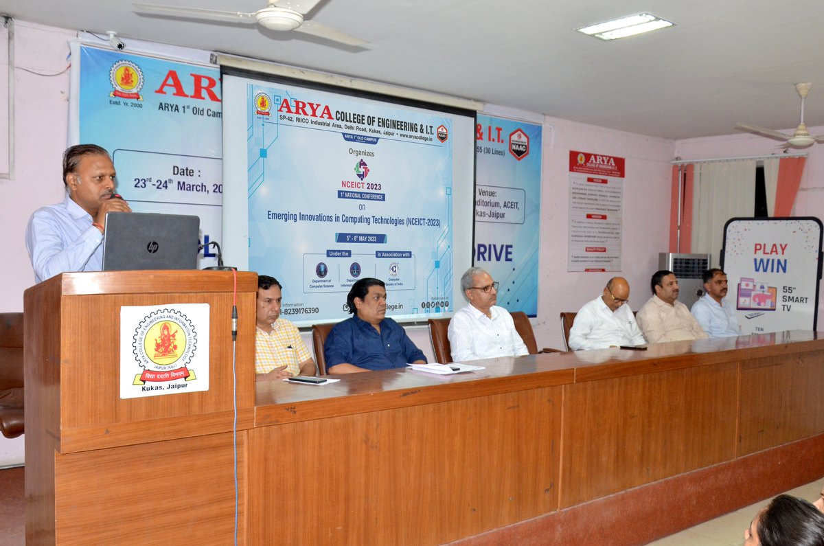 aryacolleges's tweet photo. Department of CSE and IT, #AryaCollege of Engineering &amp; IT, Jaipur Organized 1st #NationalConference on '#EmergingInnovations in #ComputingTechnologies (NCEICT-2023)' on 5th-6th May, 2023 at #Arya1stOldCampus. The objective of this National Conference was to provide ...(1) https://t.co/0if4NY4RVi