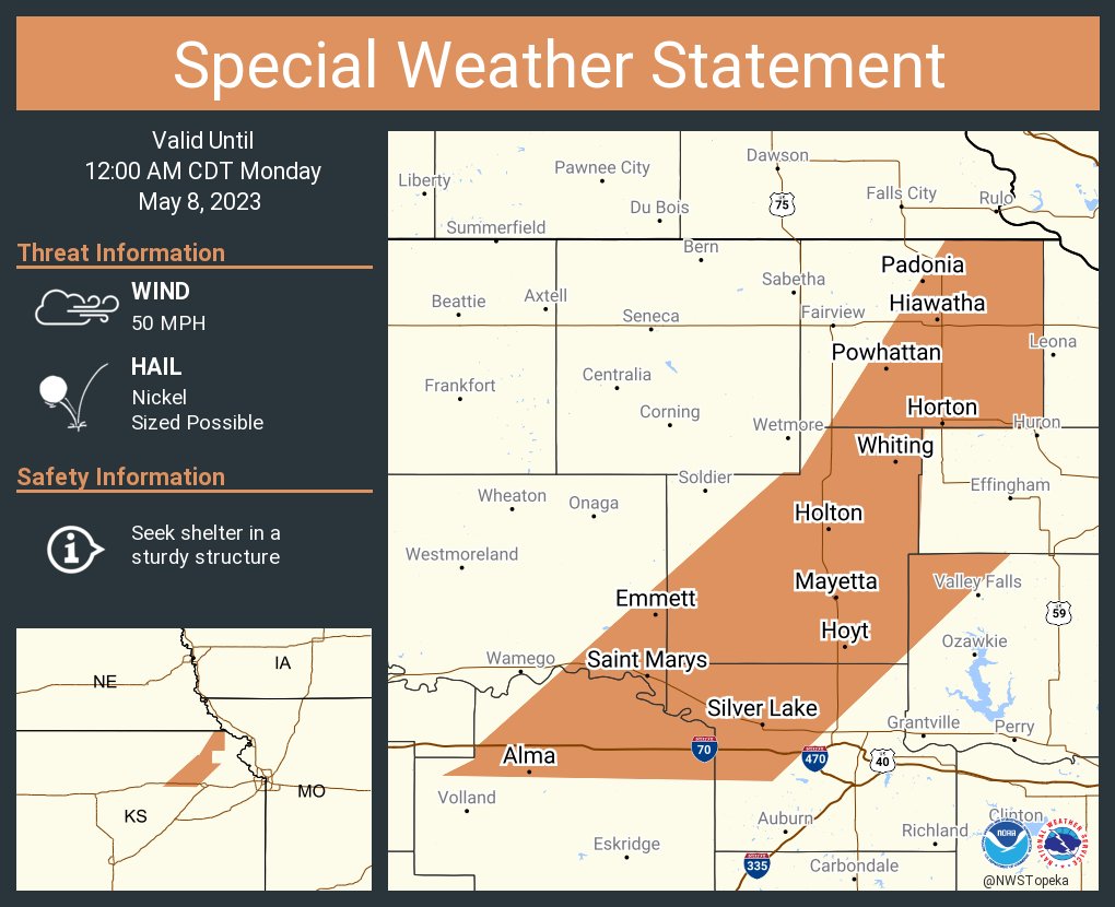NWS Topeka on Twitter: "A special weather statement has been issued for