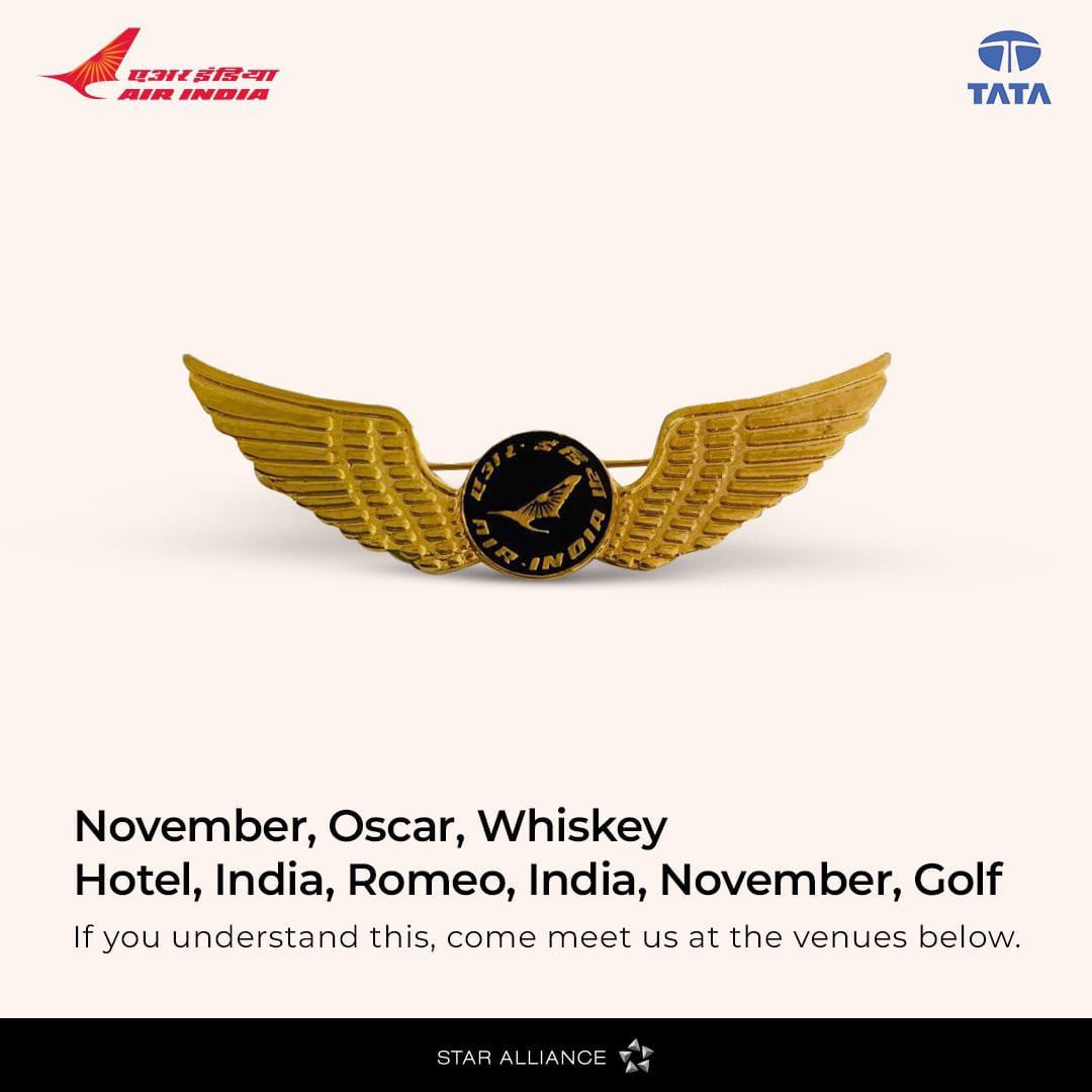 NijayNNair's tweet photo. I was so proud of my father every time he wore this pin on his uniform chest. Following a distinguished career in the Indian Air Force, 31 years he flew as crew for Air India.
While he would let me hold his pin, never let me wear it. “these wings have to be earned” he always said. 
30 years since he retired from flying and 19 since he left us for someplace better. Still haven’t worn his pin/wings. Hold it every once in a while though. 
This ad reminded me of him. And the greatness this airline should be. 
#ChaloAirIndia  #JaiHind