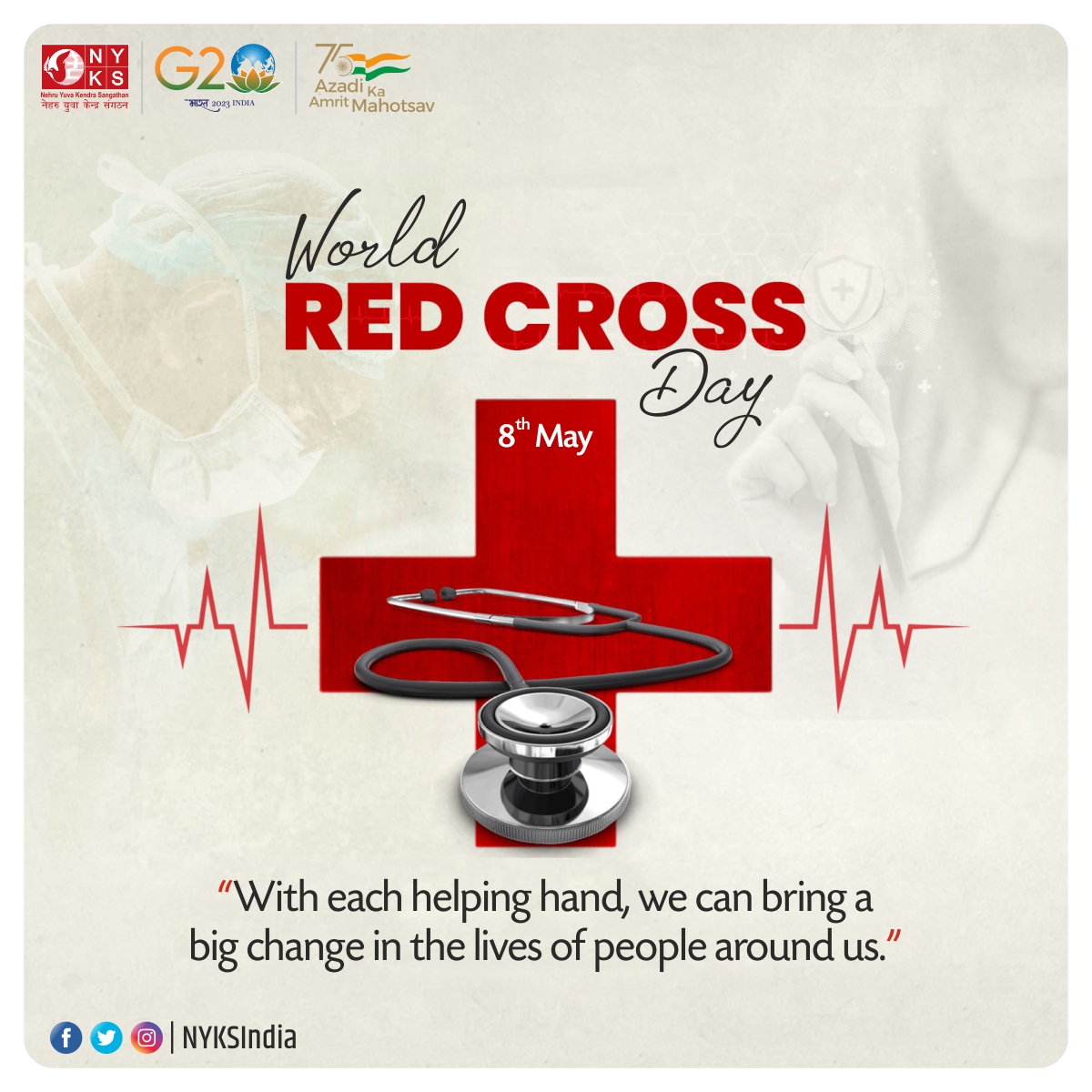 On the occasion of World Red Cross Day, let us join hands to make everyone in this world healthier and happier….. Happy World Red Cross Day!!! 

#WorldRedCrossDay2023 #WorldRedCrossDay 
@IndianRedCross