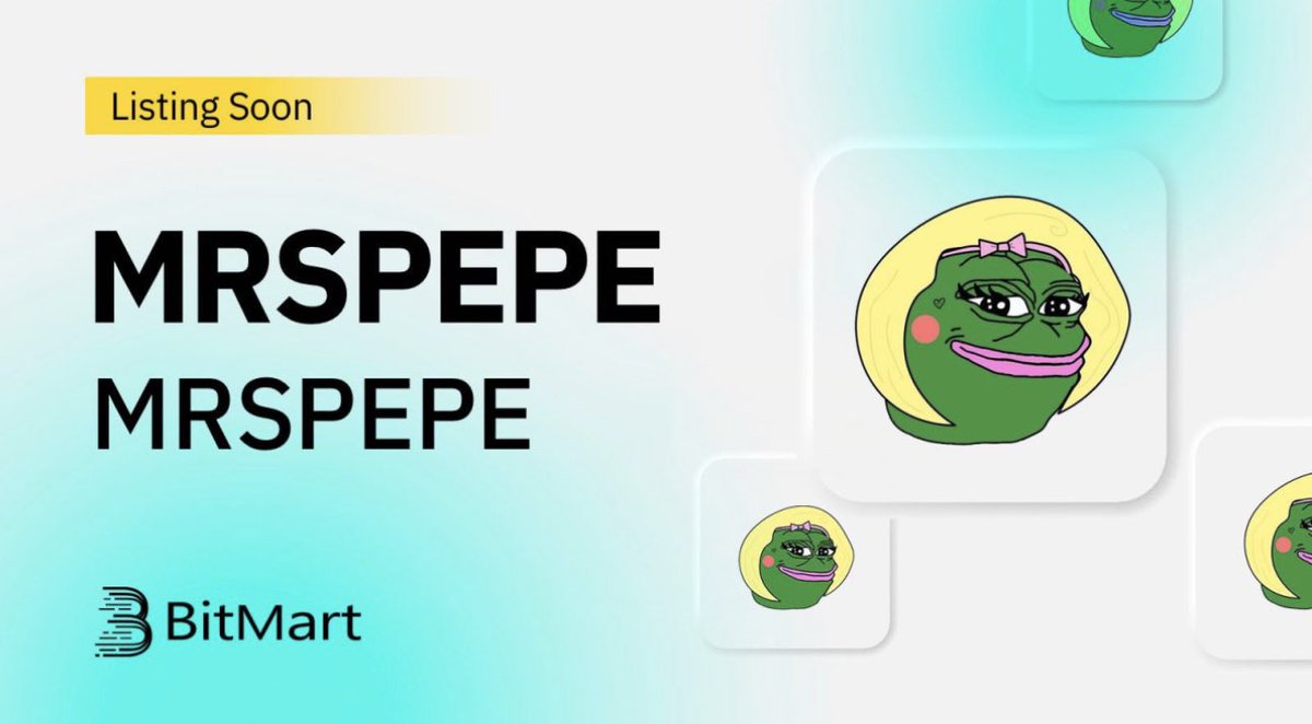 We are being listed at <a href="/BitMartExchange/">BitMart</a> very soon and
we have already signed our second deal for our second exchange. 

#MrsPepe, $DOGE, $SHIB, $AKITA, $PEPE, $ELON, #ETHEREUM #SHIB #HODL #altcoin <a href="/MrsPepeEth/">MrsPepe</a>