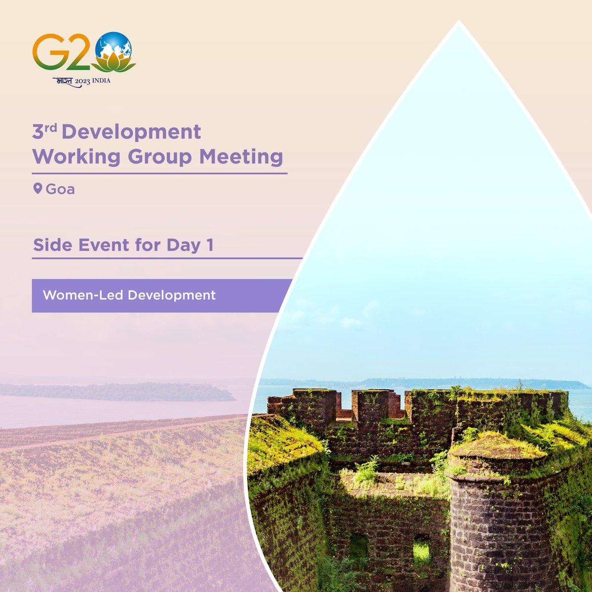 The 3⃣rd Development Working Group Meeting begins in #Goa! Day 1⃣ will kickstart with a side event on Women-Led Development.

Have a look at the agenda! 👇 #G20India #G20DWG