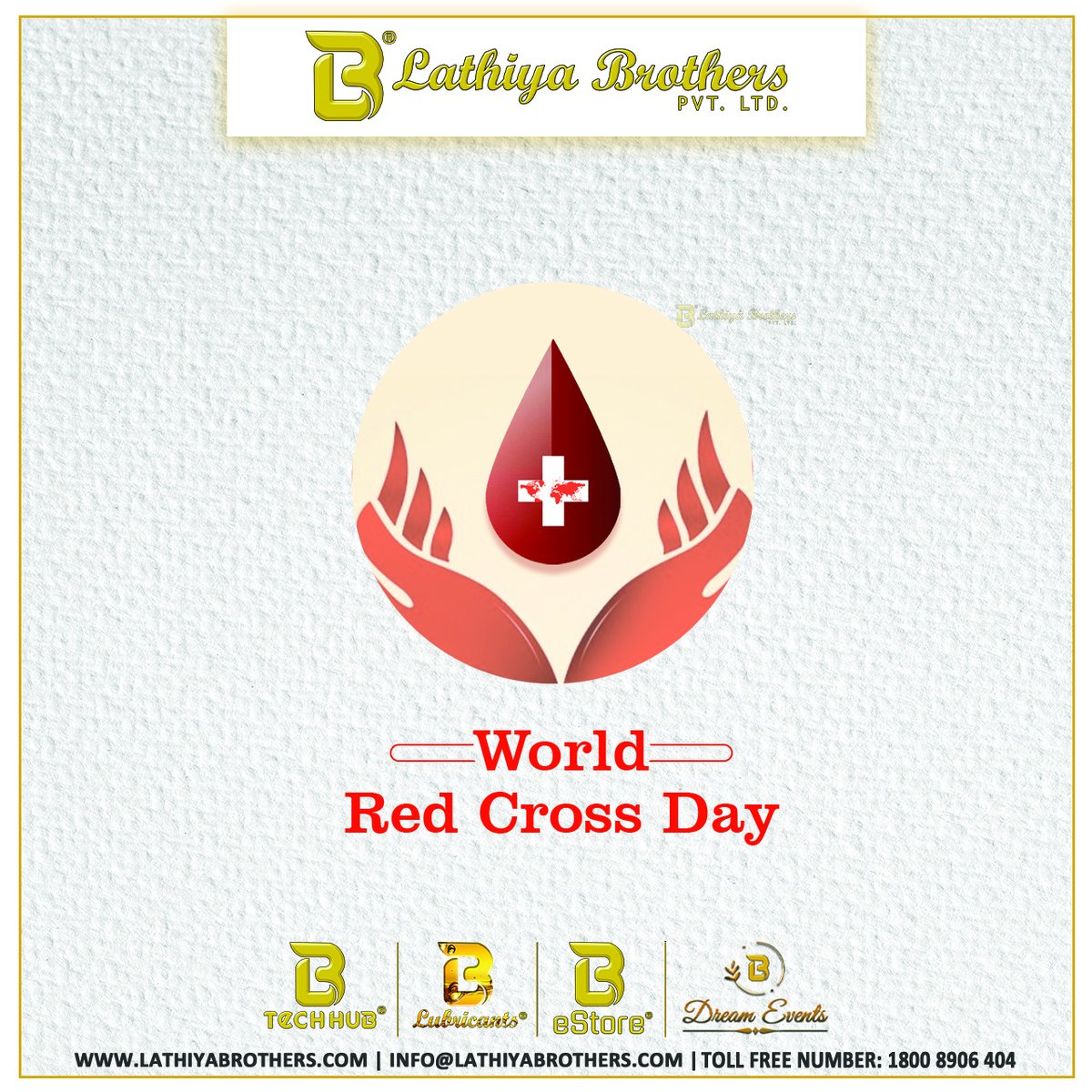 lathiyabrothers's tweet photo. ๐ฅ World Red Cross Day ๐ฅ
#LathiyaBrothers #RedCrossDay #WorldRedCrossDay #BloodDonation #LBestore #LBlubricants #LbTechhub #LBDreamEvents #LBsuraksha #thelbacademy #Ten2Six #BondingAcrossTheWorld #SuratCity https://t.co/GOhT3IaqZj