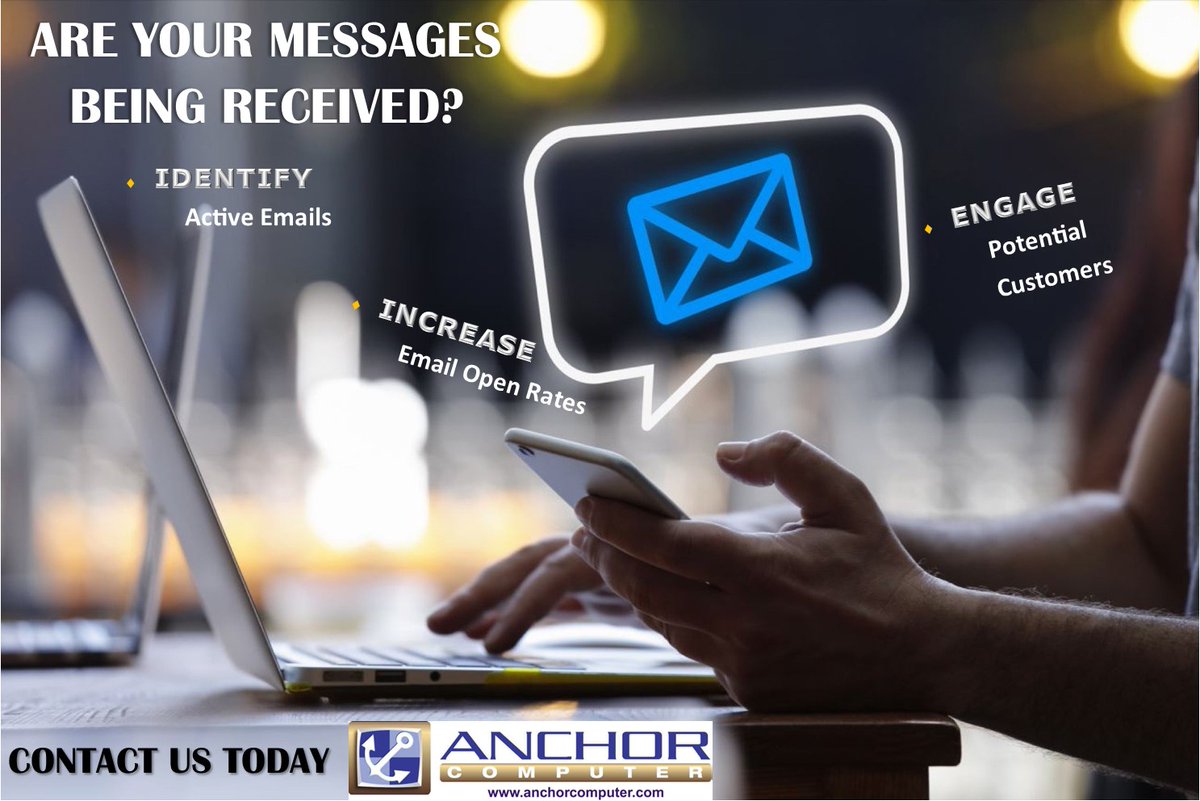 AnchorComputer's tweet photo. Are your messages being received? @AnchorComputer can work with you for improved client engagement. marketing@anchorcomputer.com (631) 293-6100 #email #emailhygiene #opens #clicks https://t.co/zqkkyQD4yA https://t.co/tzYoblBszL