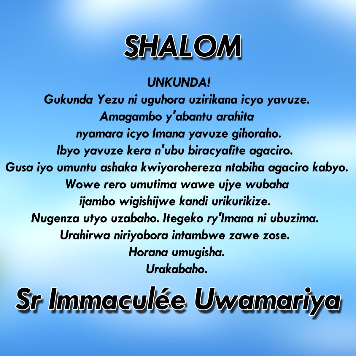 Inyigisho za Sr Immaculée Uwamariya tweet media