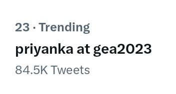 𝐓𝐞𝐞𝐞 ☯ (@_gyaani_) on Twitter photo PRIYANKA AT GEA2023 is still trending after 14 hours at no.23 position with 84.5k tweets 🩷 
The love is immeasurable
#PriyankaChaharChoudhary PRIYANKA AT GEA2023 is still trending after 14 hours at no.23 position with 84.5k tweets 🩷 
The love is immeasurable
#PriyankaChaharChoudhary