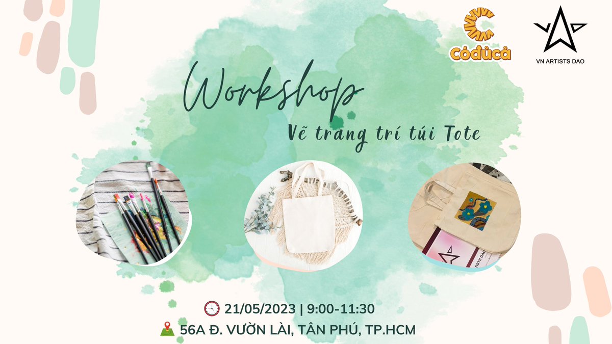 📢HOT WORKSHOP FOR ARTISTS! 🎨

🔥CUSTOMIZING YOUR TOTE BAG AND MINTING YOUR 1st #NFT🔥

⏰9:00 AM GMT+7 May 21st, 2023 
📍Có Đủ Cả bookstore, 56A Vuon Lai, HCMC  
😍Register now: vnartistsdao.org/workshop

100% sponsored by VAD and CĐC Bookstore system!