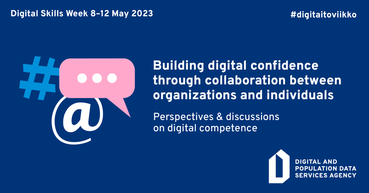 DVVfi's tweet photo. 📢 It's Digital Skills Week! 📢
On Monday 8 May 2023, a discussion on digital courage, democracy, working life and the primacy of digital services will be launched.
Did you sign up yet?
#digitalcourage
#digitaitoviikko
https://t.co/BSw3PubAGp https://t.co/beCsHB5TcO