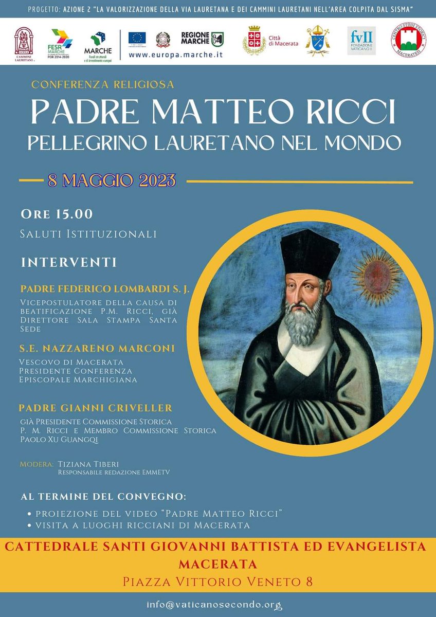 a Macerata oggi le statue di Matteo Ricci &amp; Paolo Xu Guanqi donate dalle comunità cattoliche cinesi alla città di Ricci