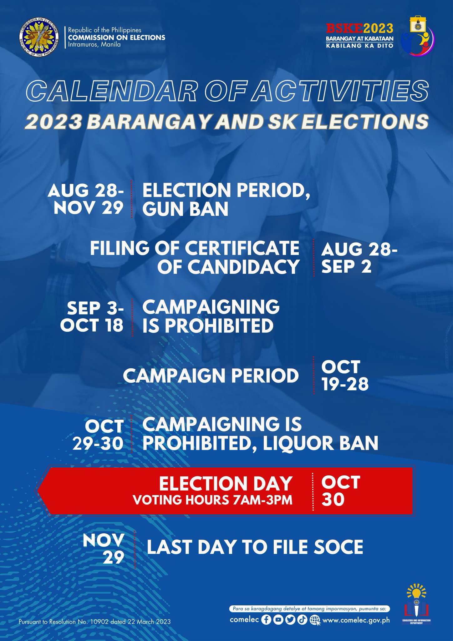 COMELEC On Twitter LOOK Calendar Of Activities For The Barangay And Sangguniang Kabataan