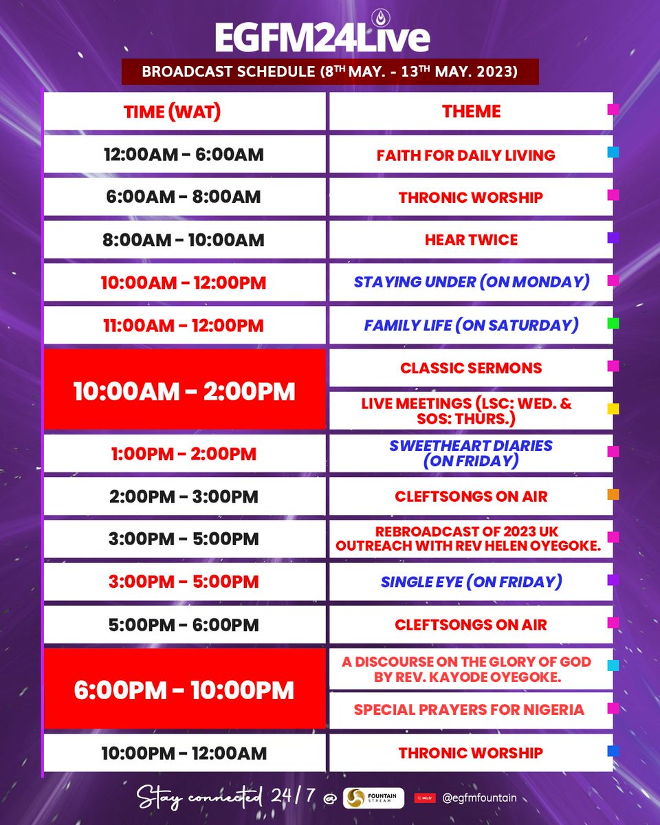 EGFMfountain's tweet photo. Do you want to go about your daily business activities in a Spirit-filled atmosphere?

Tune in to #EGFM24LIVE on a daily basis to hear messages and songs that are scheduled to bless you this week as you keep your focus on the hope of Eternal Life. https://t.co/tS3AzSyttt