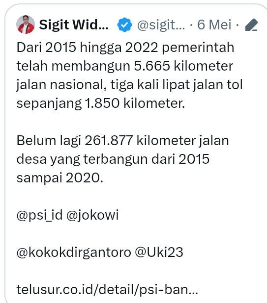 Giliran jalan desa udah dibangun lu bilang "pemerintah Jokowi". Giliran jalan desa rusak dibilang bukan tanggung jawab "pemerintah pusat". Hidup lu tak perlu seanjing itu, Bray 🤮🖕
