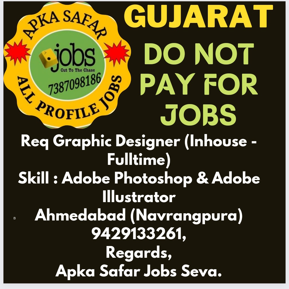 #graphicdesigner #adobephotoshop #jobsinahmedabad #ahmedabadjobs #ahmedabad