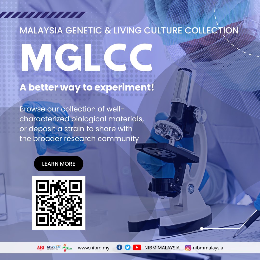 NibmMalaysia's tweet photo. Attention all researchers! The Malaysia Genetic & Living Culture Collection (MGLCC) is the platform you need to support your biotechnology research.
Join our MGLCC community today and let's make science happen!
#MGLCC
#BiotechnologyResearch
#ScienceCommunity https://t.co/6w7cl6ng0t